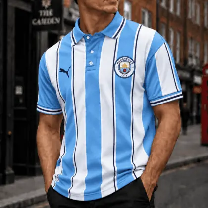 Manchester City | Premium EPL Vertical Stripe Polo TD