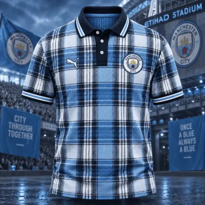 Manchester City | Premium EPL Heritage Plaid Team Polo TD