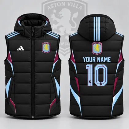 Aston Villa | Premium EPL Personalized Club Hooded Puffer Vest NDN