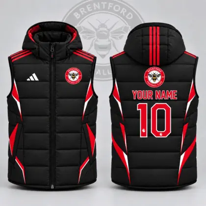 Brentford | Premium EPL Personalized Club Hooded Puffer Vest NDN