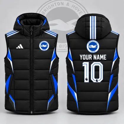 Brighton & Hove Albion | Premium EPL Personalized Club Hooded Puffer Vest NDN