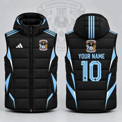 Coventry City | Premium EPL Personalized Club Hooded Puffer Vest NDN