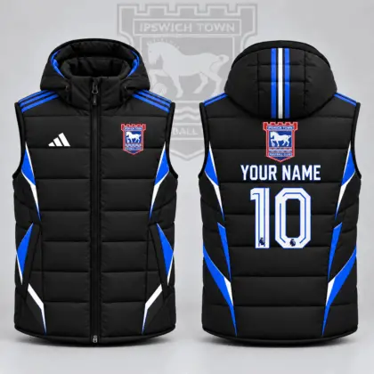 Ipswich Town | Premium EPL Personalized Club Hooded Puffer Vest NDN