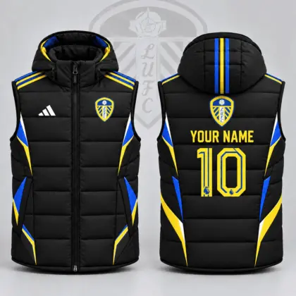Leeds United | Premium EPL Personalized Club Hooded Puffer Vest NDN